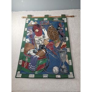 Vintage Game Day Tapestry Wall Hanging Sports Football Man Cave Boys Room USA